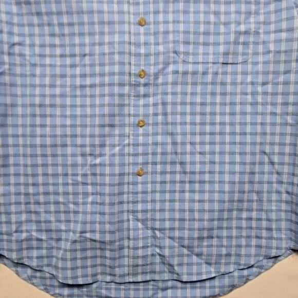 Wrangler Rugged Wear Men's Blue Plaid Short Sleeve Shirt Size Large Button Up - Picture 2 of 9